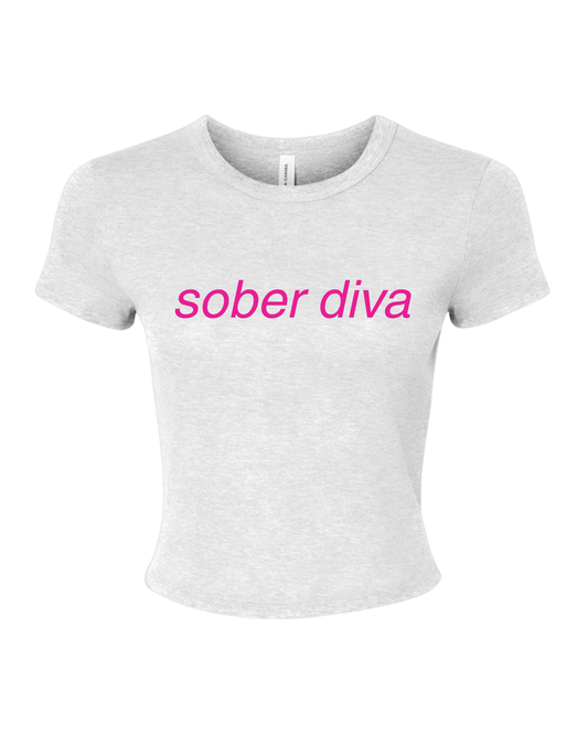 Sober Diva Women's Tee | Women's Cropped Graphic T-Shirt for Sobriety & Recovery